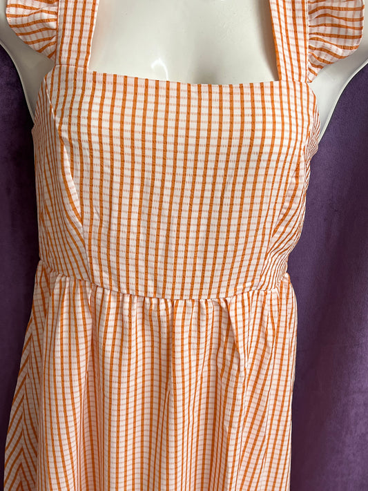 Regular Jodifl Orange Gingham Strap Tier Dress