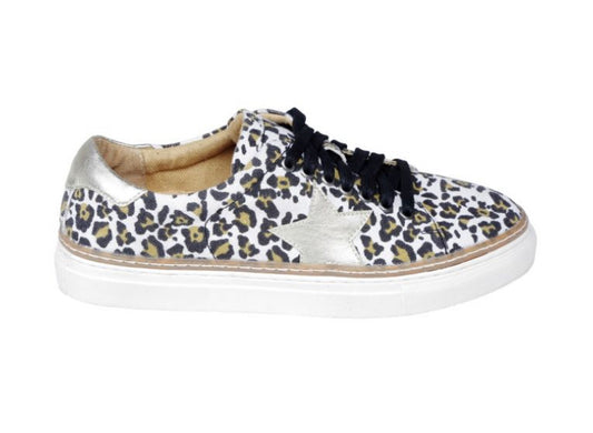 Myra Witty White Leopard Canvas Sneakers