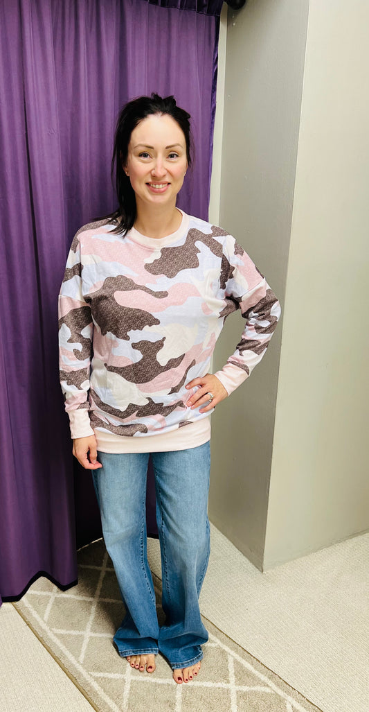 Regular El Kanna Dusty Pink Camo Sweatshirt