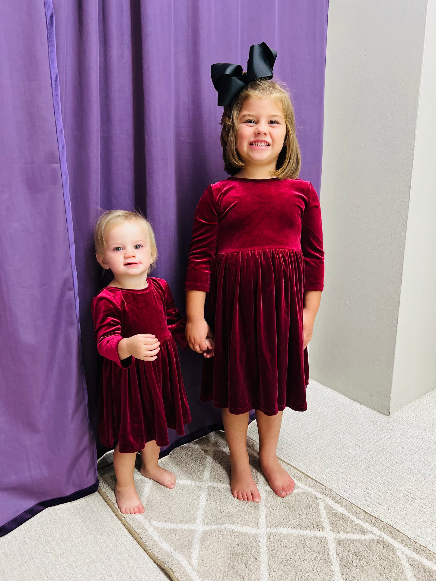 Girls Velvet Ruffle Twirl Dress