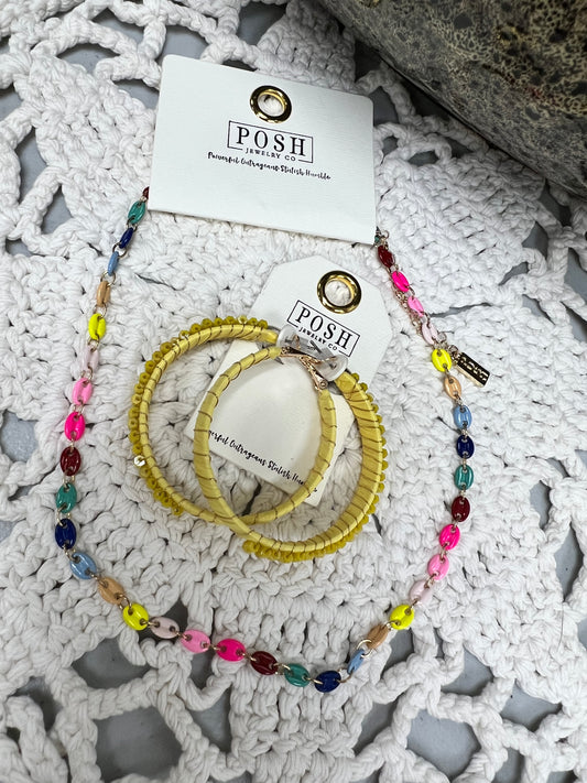 Posh Multi Color Mariner Chain Necklace