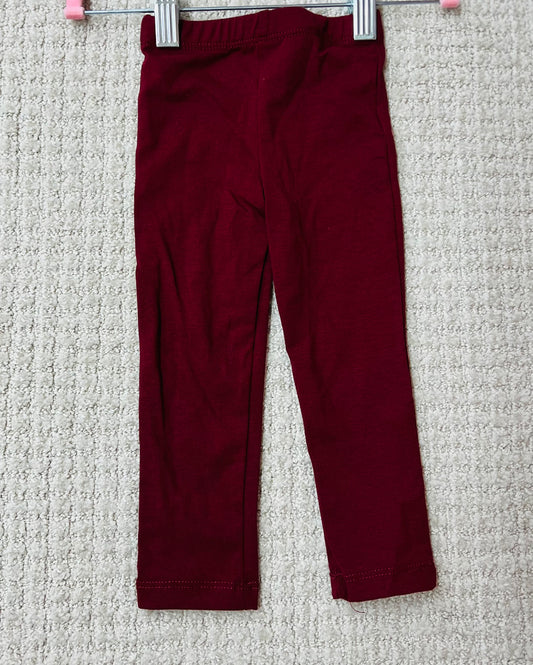 Girls Burgandy Leggings