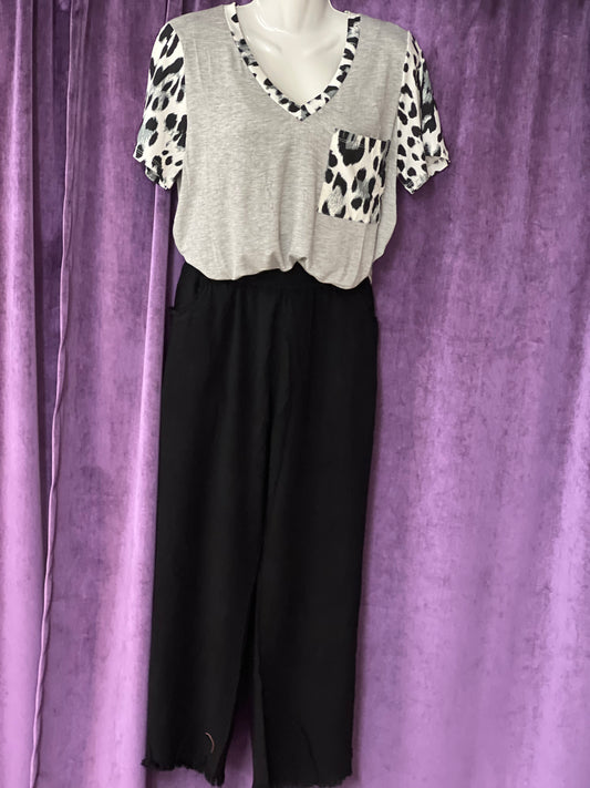 Regular Umgee Black Linen Ankle Pants