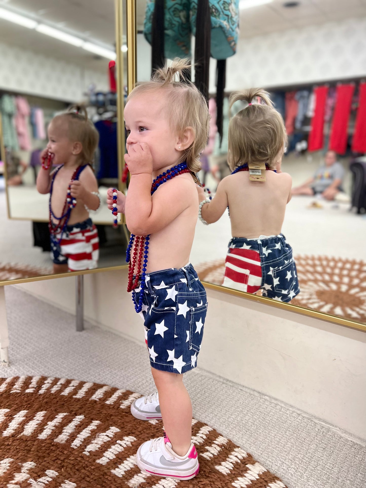 Girls Patriotic Denim Shorts