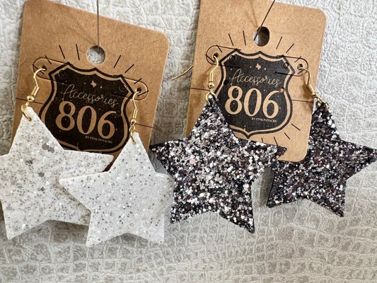806 Glitter Star Earrings
