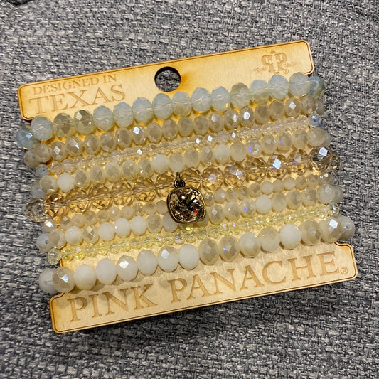 Pink Panache Offwhite Multipack Bracelets w/ Gold Rhinestone