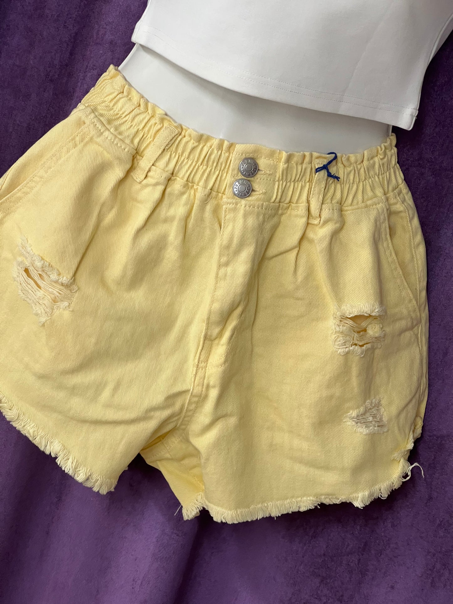 Regular Trend:notes Distressed Elastic Waist Cut Off Shorts