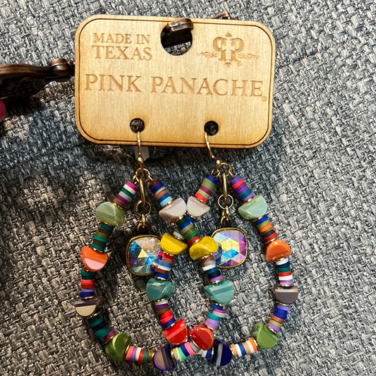 Pink Panache Multi-Color Rubber & Ceramic Bead Teardrop Earrings