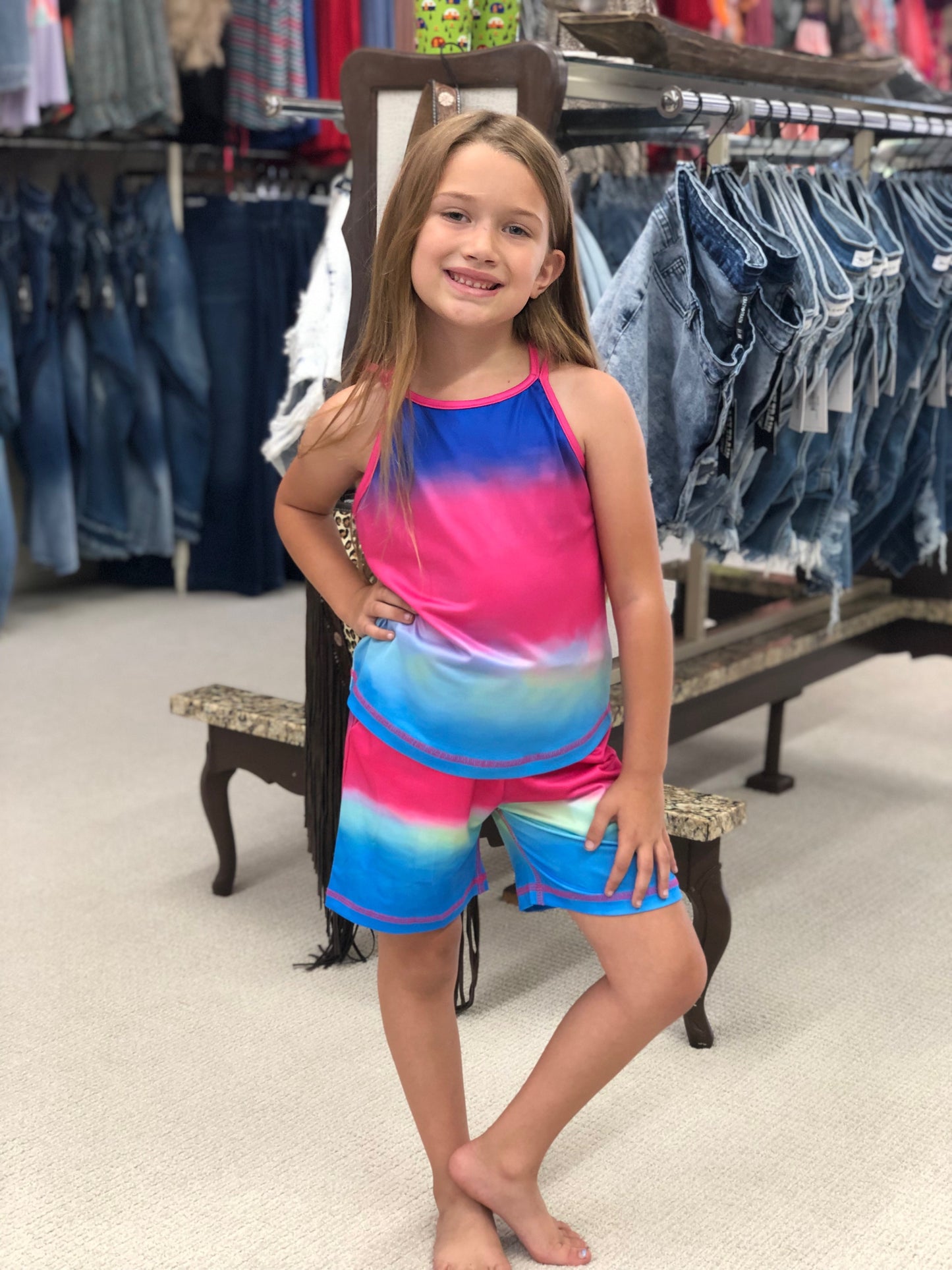 Girls Tie Dye Tank Top & Shorts