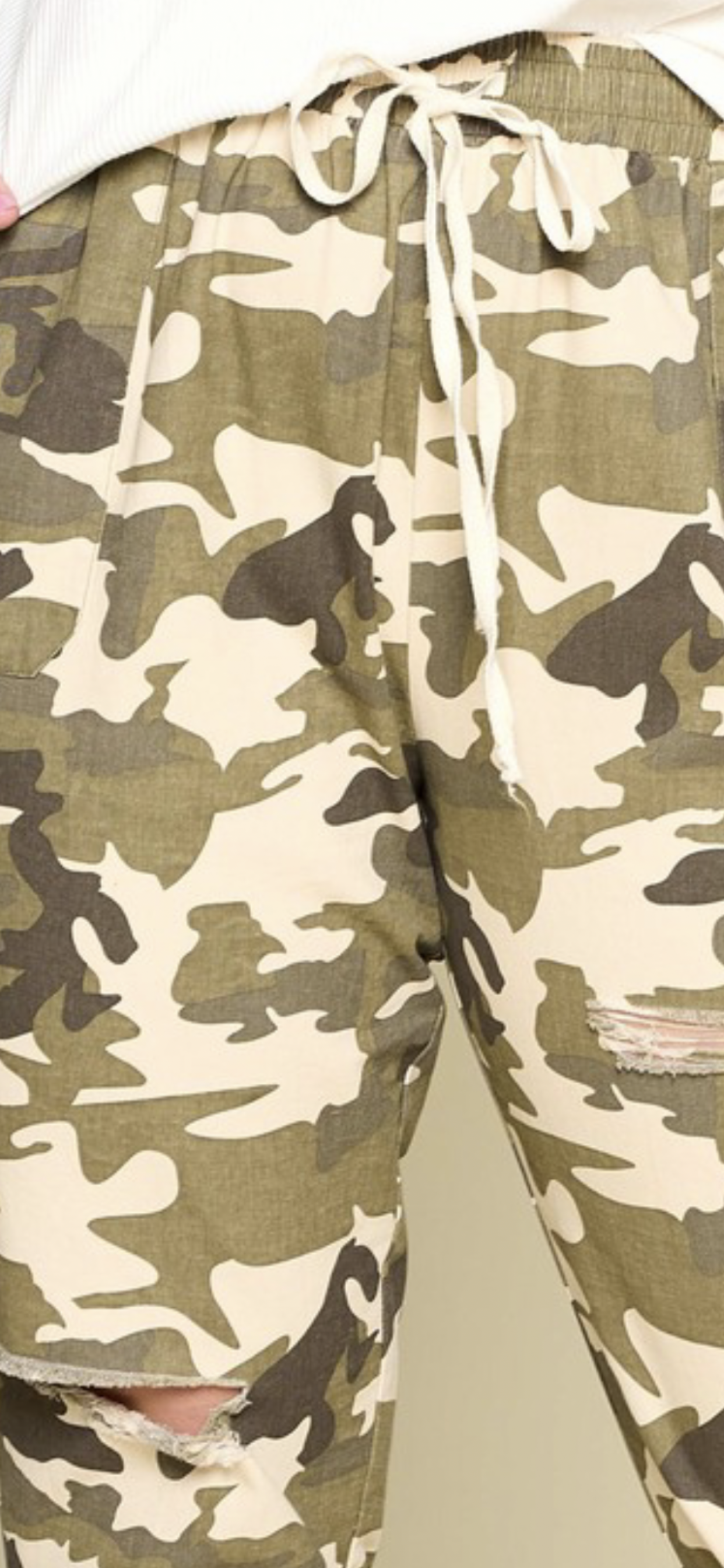 Curvy Oddi Camouflage Printed Distressed Jogger Pants