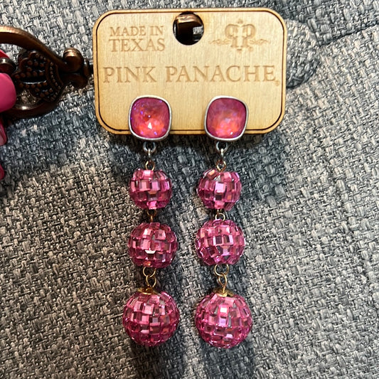 Pink Panache 10mm Silver/Pink Lotus post w/ Pink Disco Ball Earring