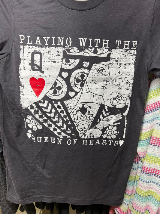 Reg & Curvy Texas True Dk Grey Queen of Hearts Tee