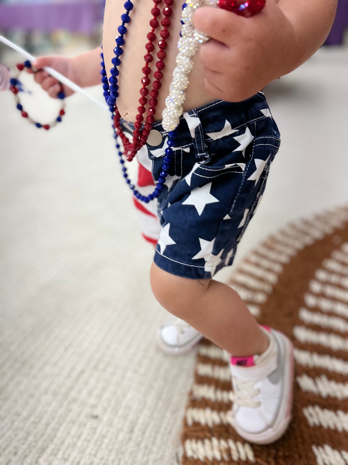 Girls Patriotic Denim Shorts