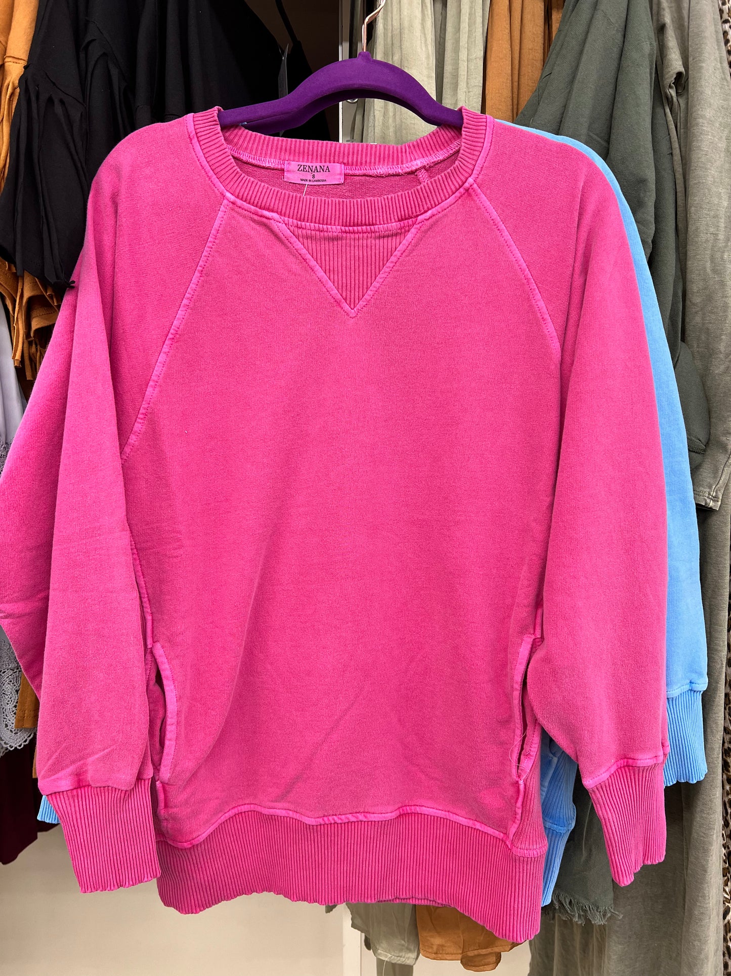 Curvy Zenana French Terry Pullover w/ Pockets