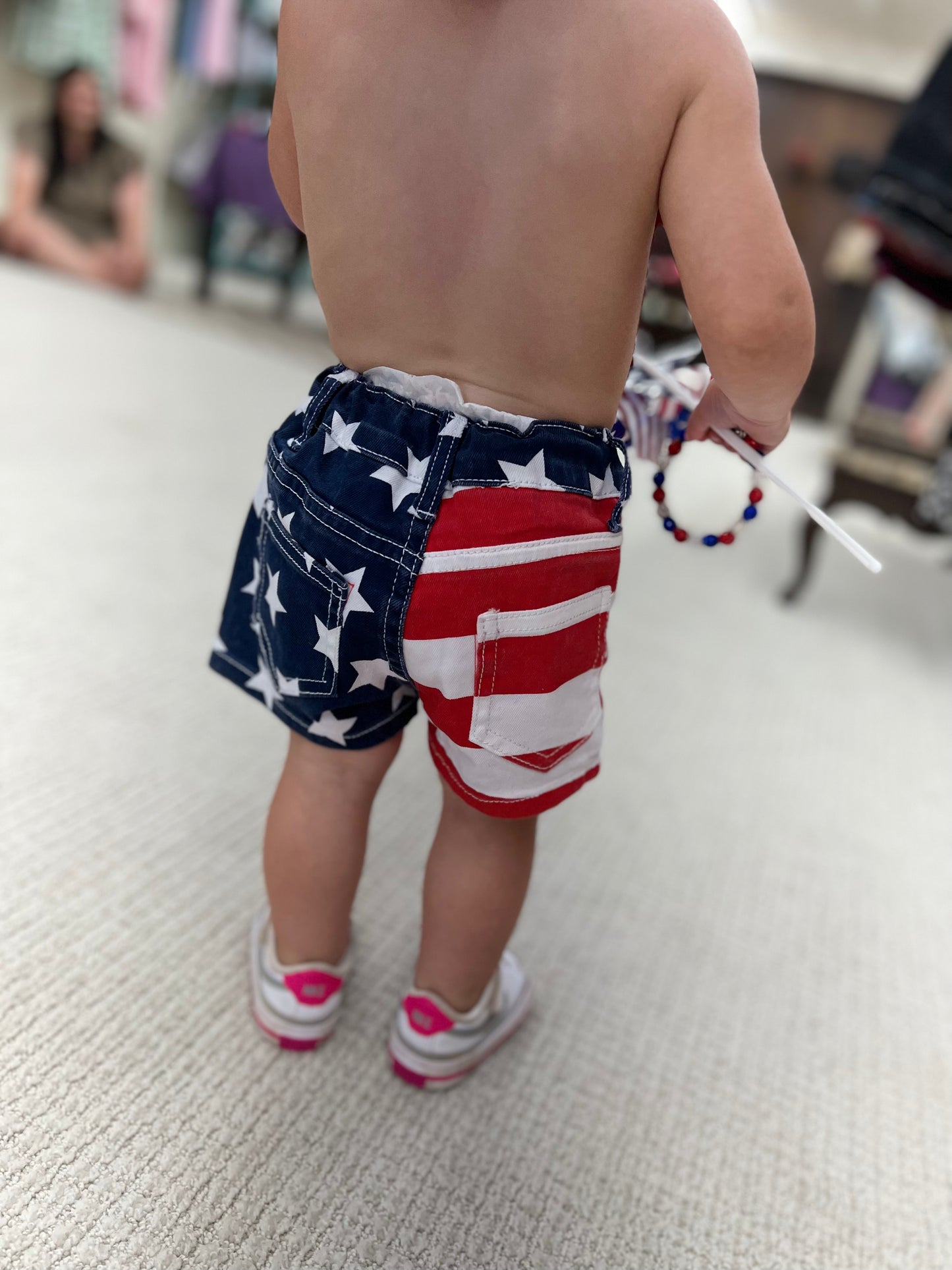 Girls Patriotic Denim Shorts
