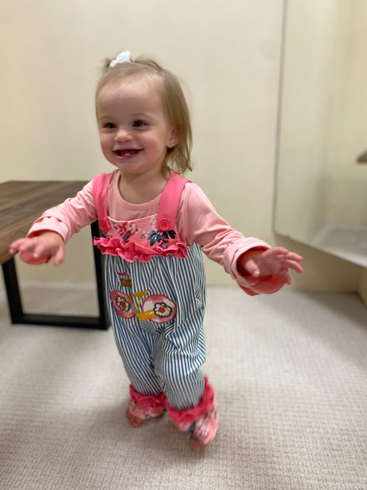 Girls Appliqué Ruffle Baby Romper