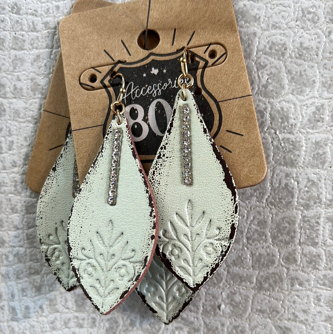 806 Leather & Rhinestone Drop Earrings