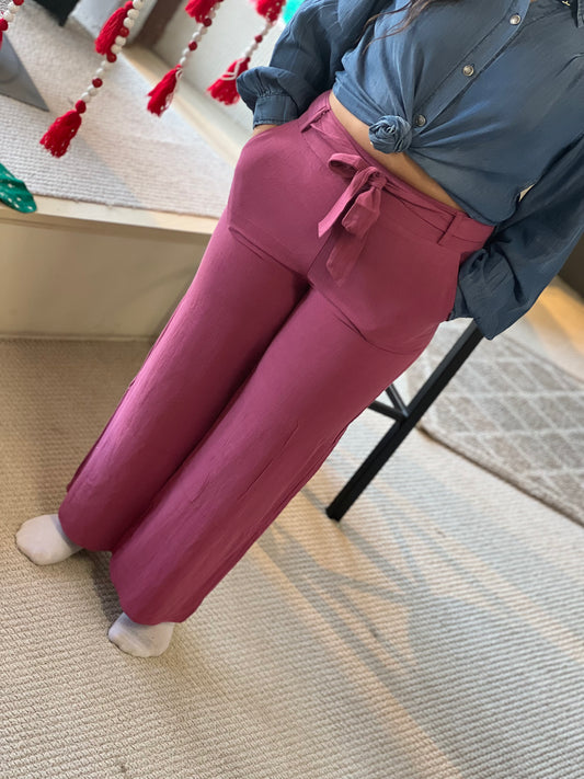 Regular Sewn&Seen Washed Linen Wide Leg Pants